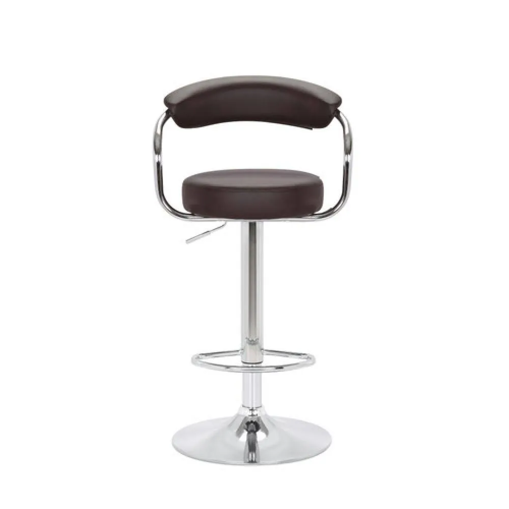 netfurniture Pinnacle Brown Padded Kitchen Bar Stool Adjustable Height With Arms 3