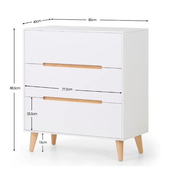 Alicia 3 Drawer Chest, White & Oak 4