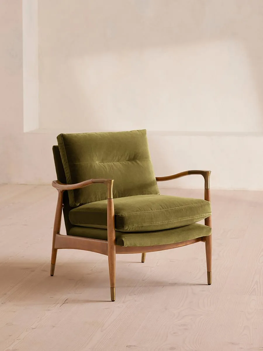 Theodore Armchair, Velvet, Olive