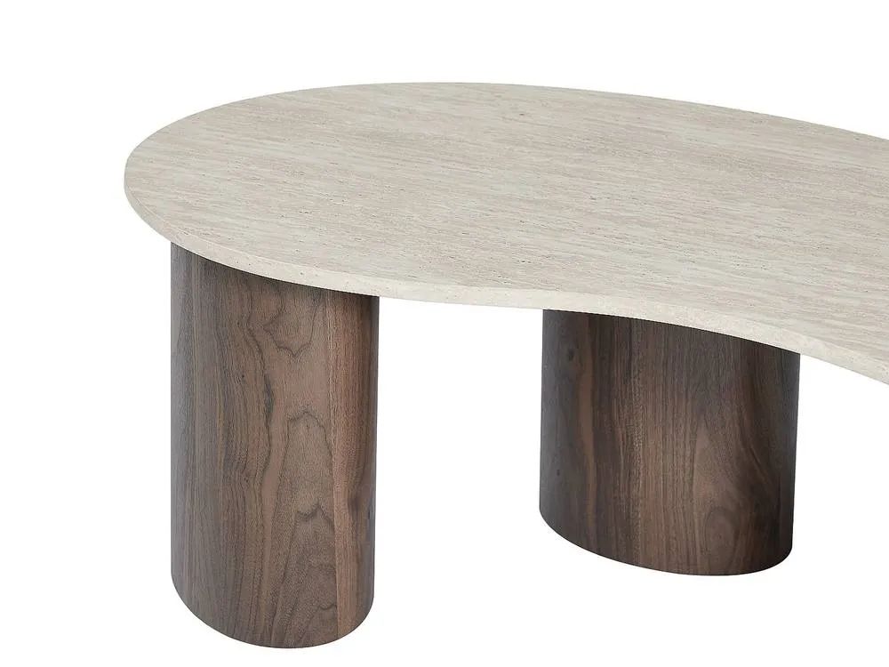 Vente-unique MDF Coffee Table - Beige & Dark Natural Travertine Effect - ALOZYA in Brown 5