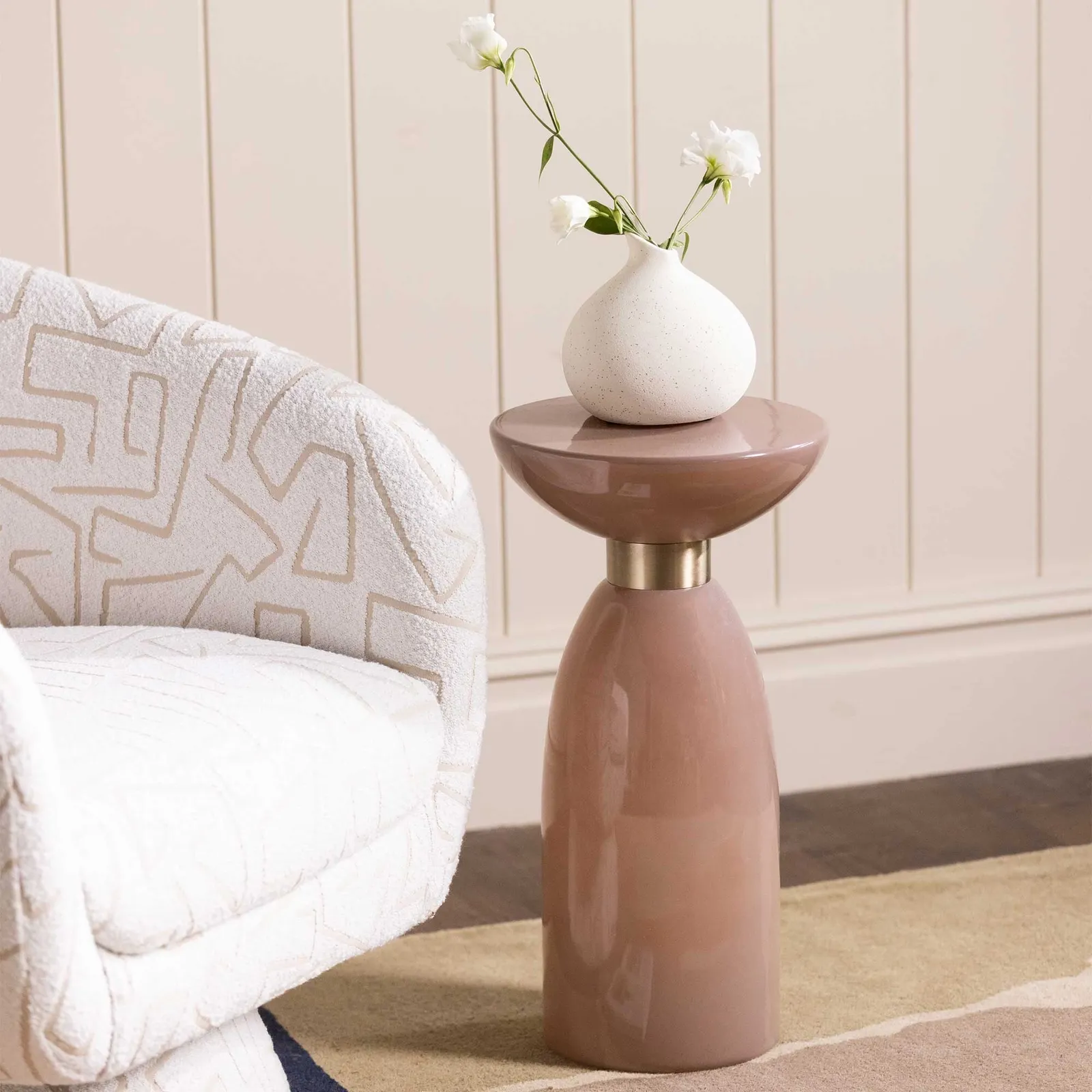 Visconti Lamp Table 30.5X30.5X56.5 Cm, Round, Pink Glass | Barker & Stonehouse 2