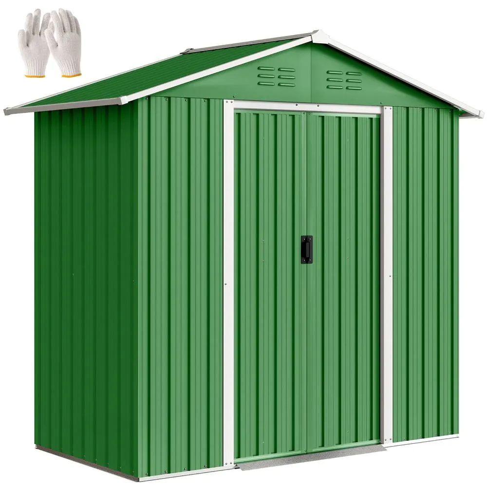 OUTSUNNY 6.5x3.5ft Metal Garden Shed for Garden, Green 2
