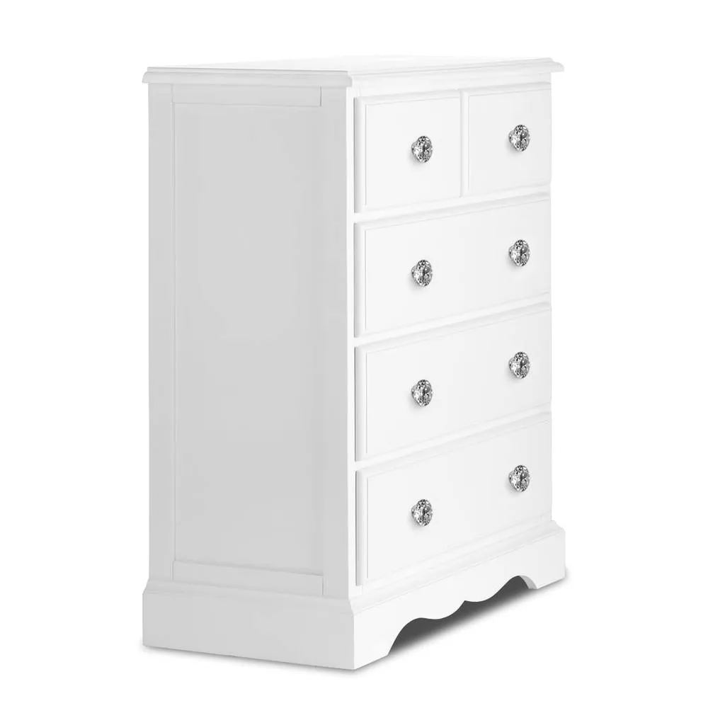 Statement Furniture Romance 2 Over 3 Chest of Drawers with Crystal Handles in Cool White 2