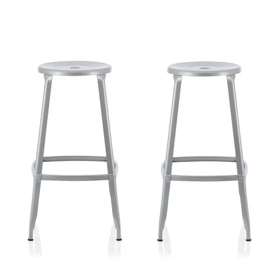 Bryson 76cm Metal Bar Stools In Silver In A Pair