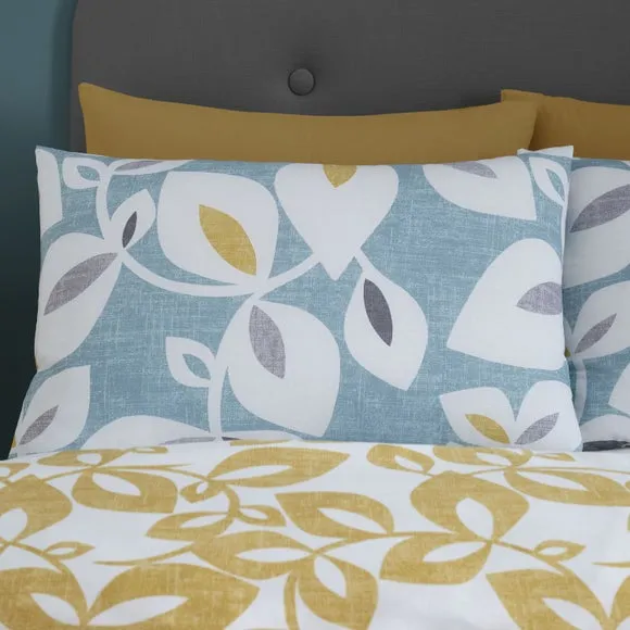 Catherine Lansfield Inga Leaf Polycotton Duvet Cover & Pillowcase Set 2
