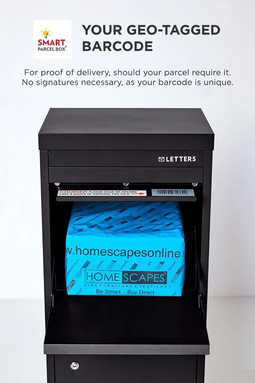 Homescapes Smart Parcel Box® Large Front Access Secure Delivery Box in Black 6