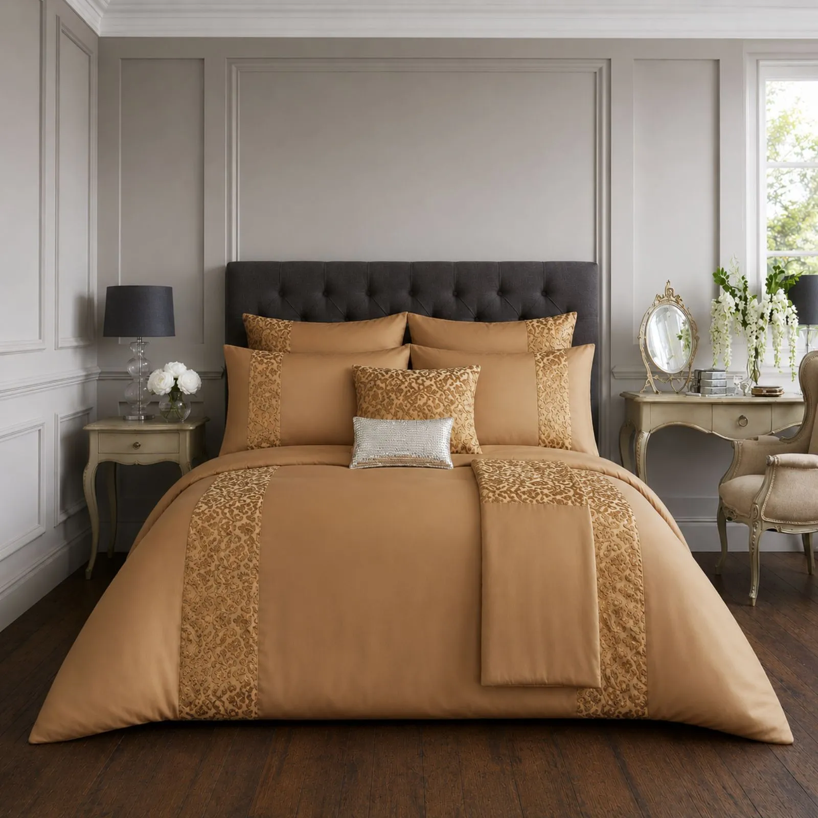 Smart Living Premium Venice Duvet Cover With Pillowcases in Gold 2