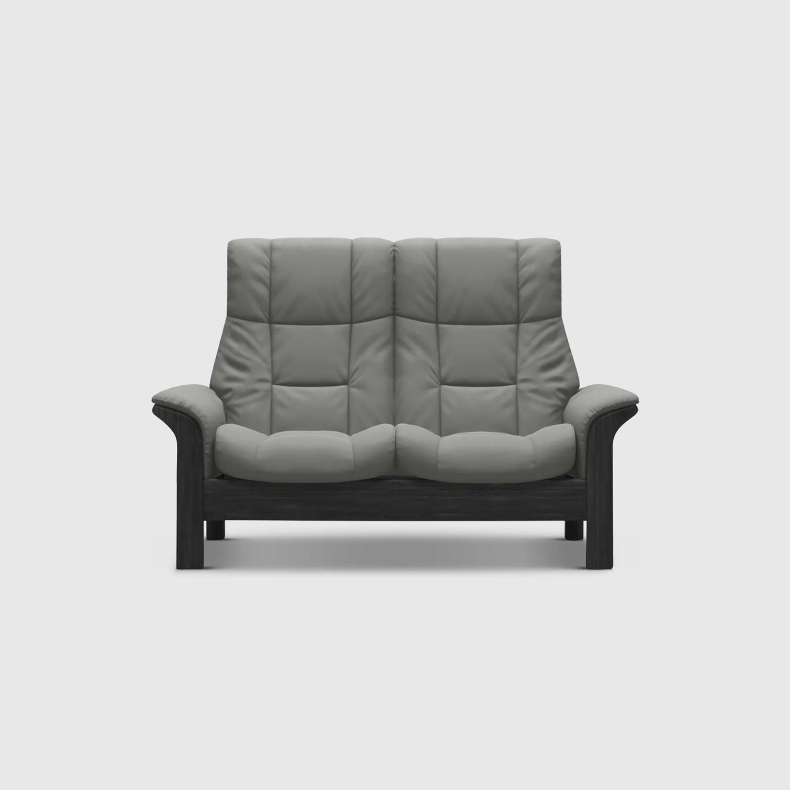 Stressless Windsor High Back 2 Seater Recliner Sofa, Grey Leather | Barker & Stonehouse