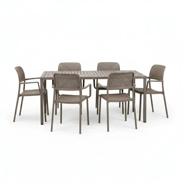 Cube Dining Table with 6 Bora Chair Set Turtle Dove 2