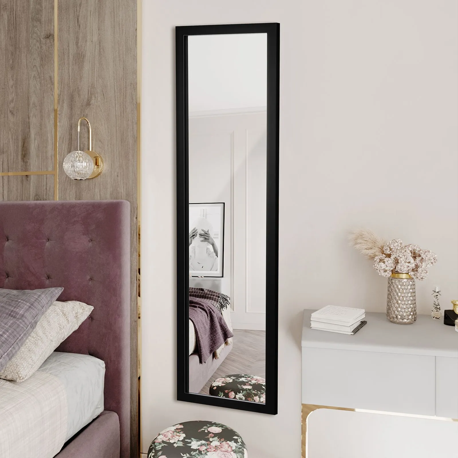 Costway Full Length Mirror Full Body Over the Door Dressing Mirror Door & Wall Hanging in Black 3