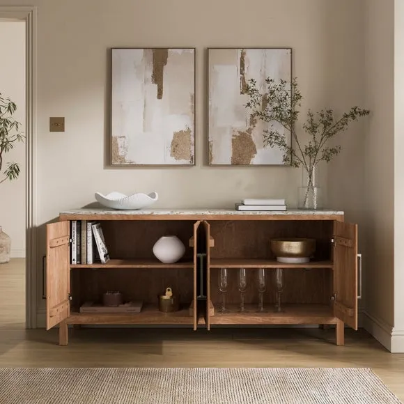 Tatum Large Sideboard, Marble and Mango Wood 2