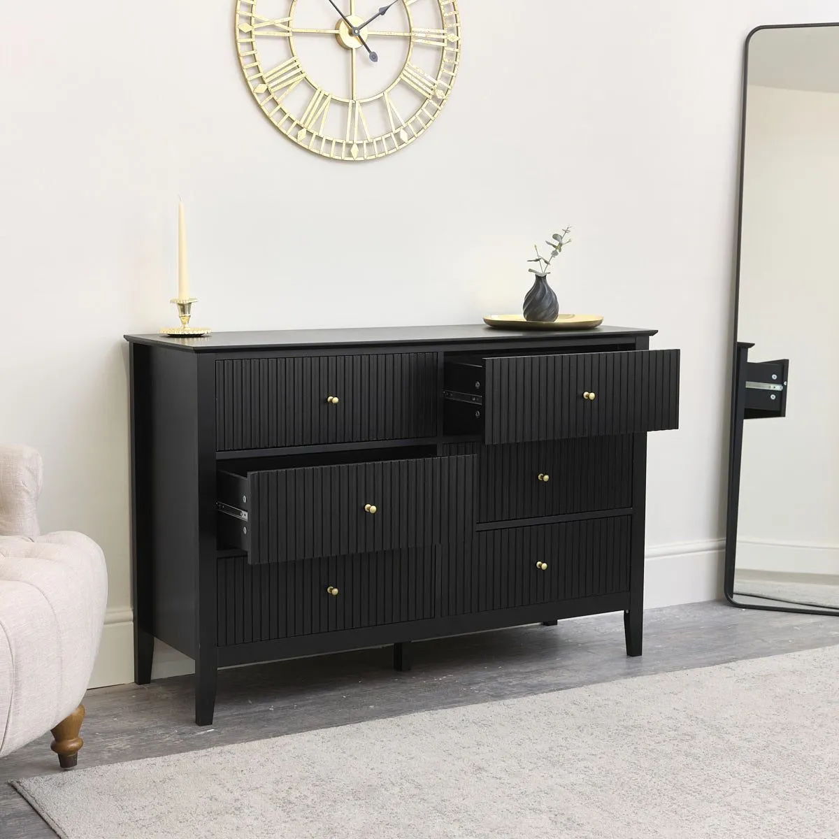 Melody Maison Large 6 Drawer Chest Of Drawers - Hales Black Range 2