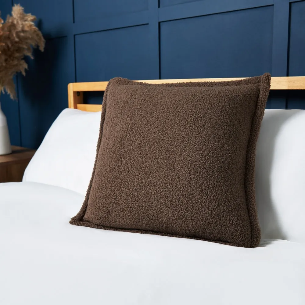 Boucle Cushion with Flange Edge, Mushroom