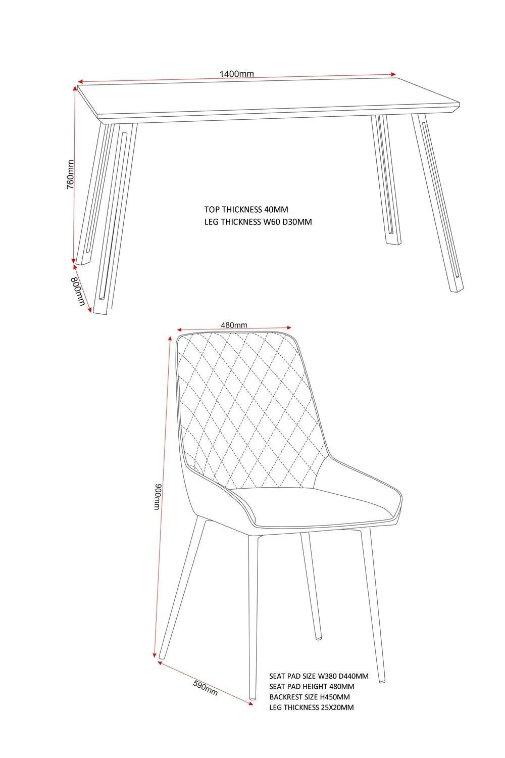 Seconique Quebec Straight Edge Dining Set with Avery Chairs in Grey 6