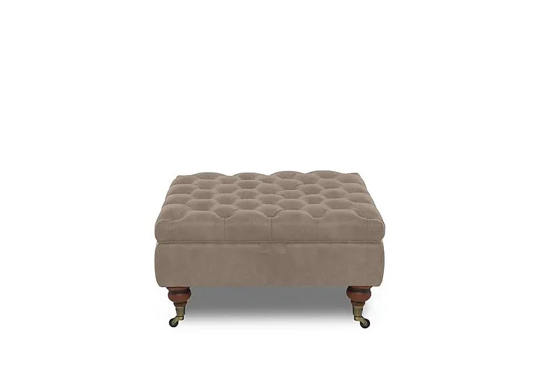 Columbus Fabric Large Storage Footstool with Castors - Manhattan Nutmeg