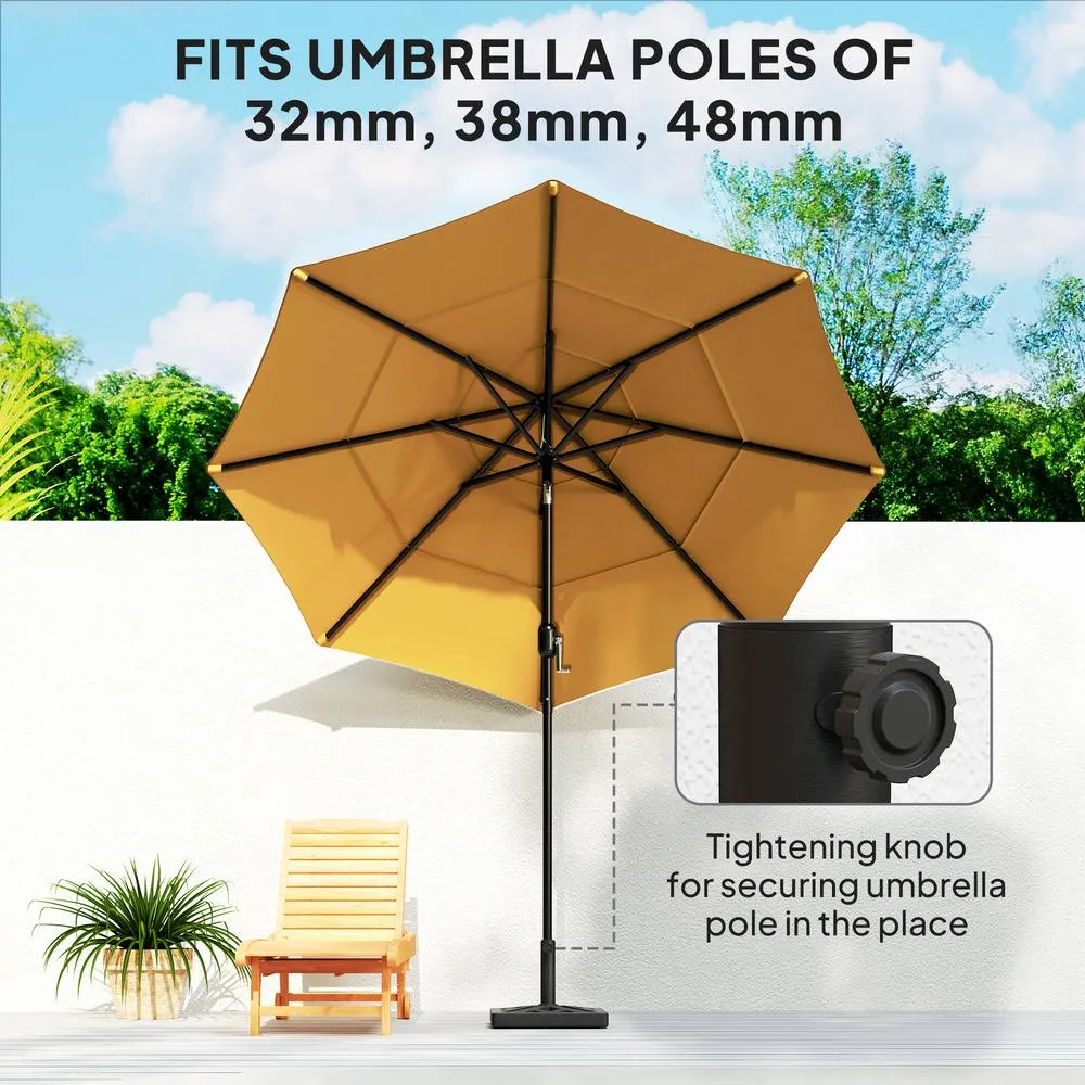 OUTSUNNY Parasol Base 15kg Garden Umbrella Stand with Cut-Out Design, Black 4