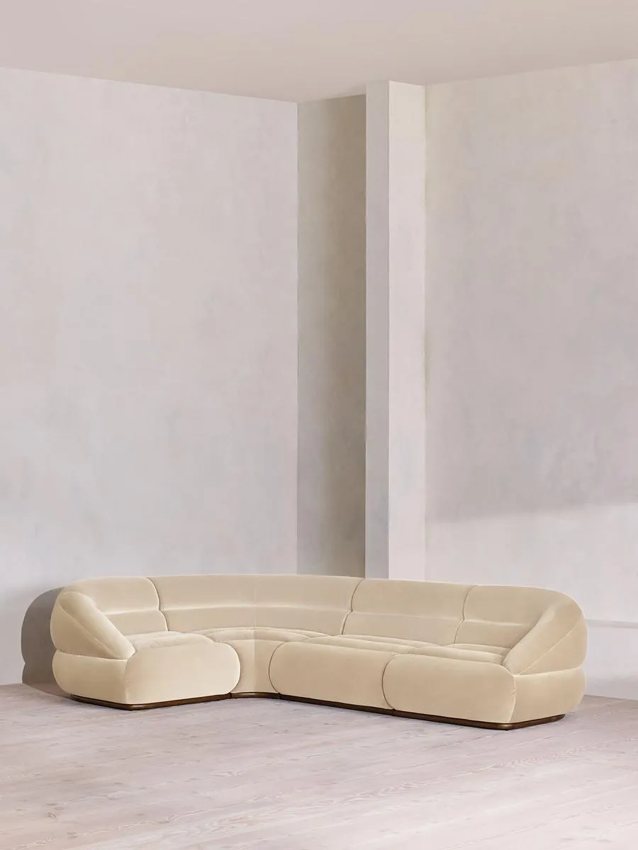 Edison Modular Sofa, L-Shape Sofa, Velvet, Porcelain