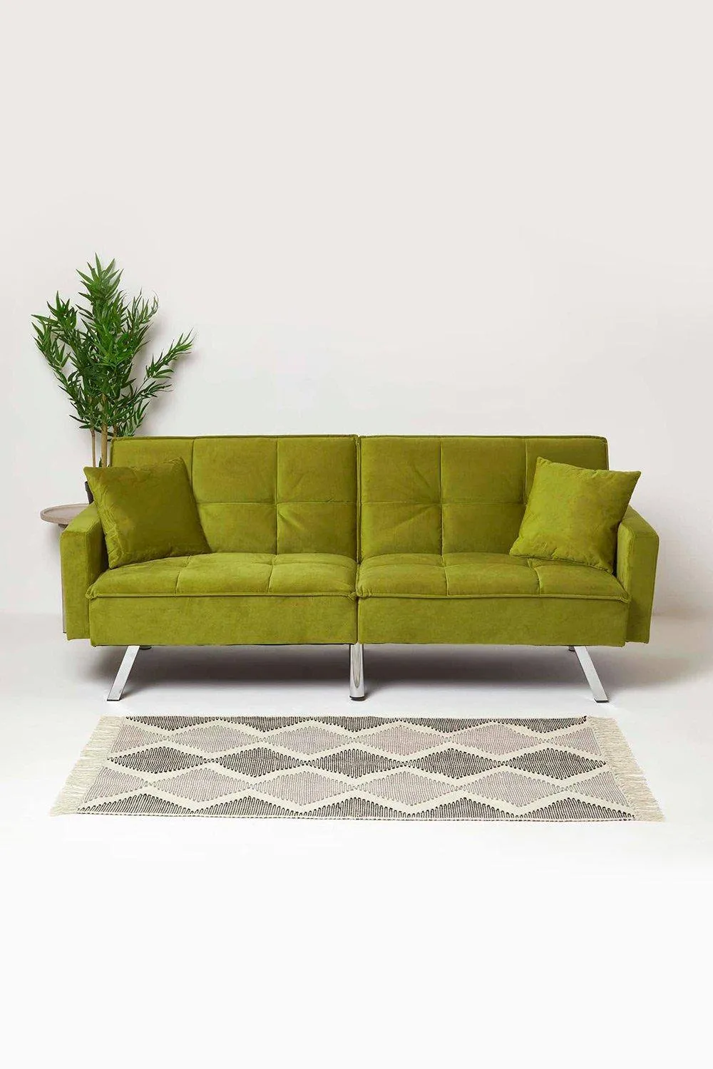 Homescapes Monty Velvet Sofa Bed in Olive 2