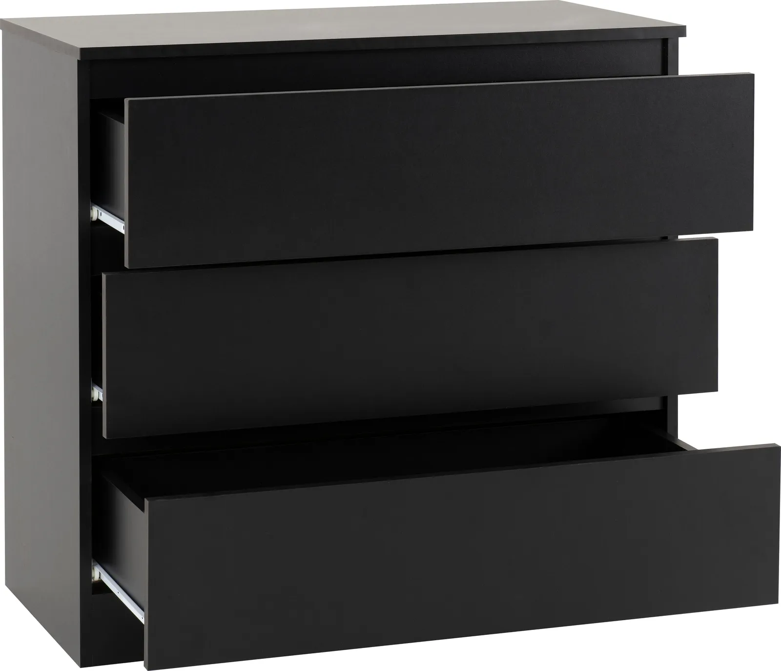Seconique Malvern 3 Drawer Chest in Black 4