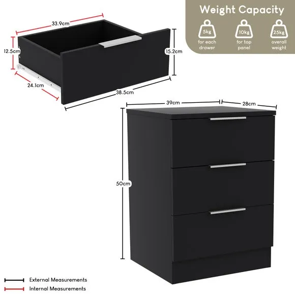 Hayes 3 Drawer Bedside Table 6
