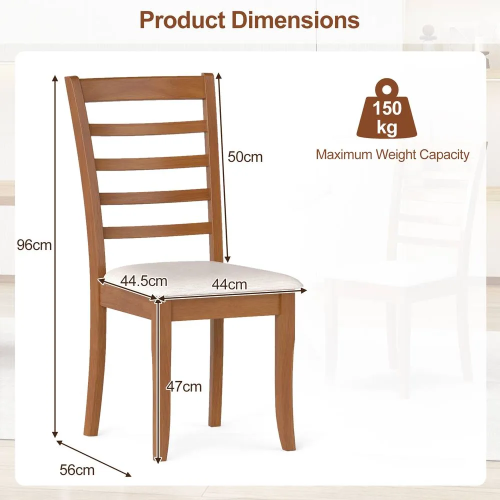 Costway 2PCS Wooden Dining Chair Modern Upholstered High back Kitchen Chair in Beige 2