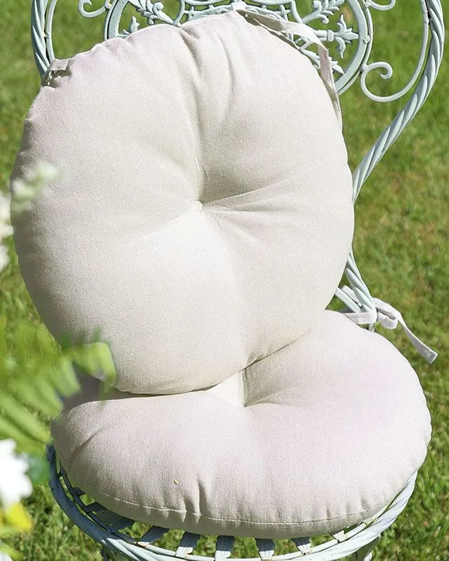 Dibor Set of 2 Grey Round Outdoor Chair Seat Pad Garden Furniture Cushions Dia 40cm