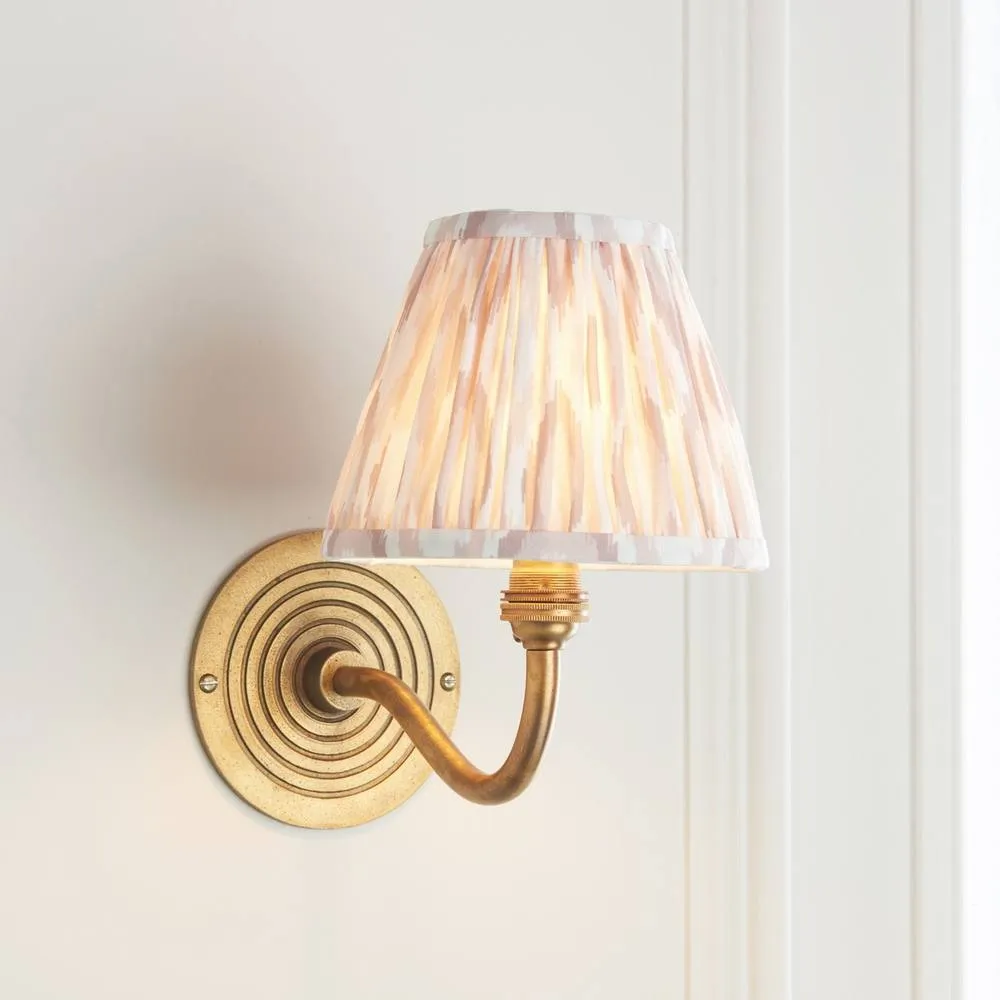 Netlighting Ripple Curve Brass Wall Light Fabric Ikat Shade 16cm B22 in Gold 4