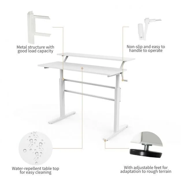 Costway 2-Tier Standing Computer Desk Sit to Stand Workstation Ergonomic Computer Table in White 3