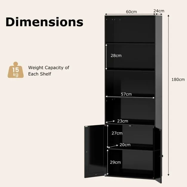 Costway 6-Tier Freestanding Bookcase Modern Bookshelf with Display Rack in Black 3
