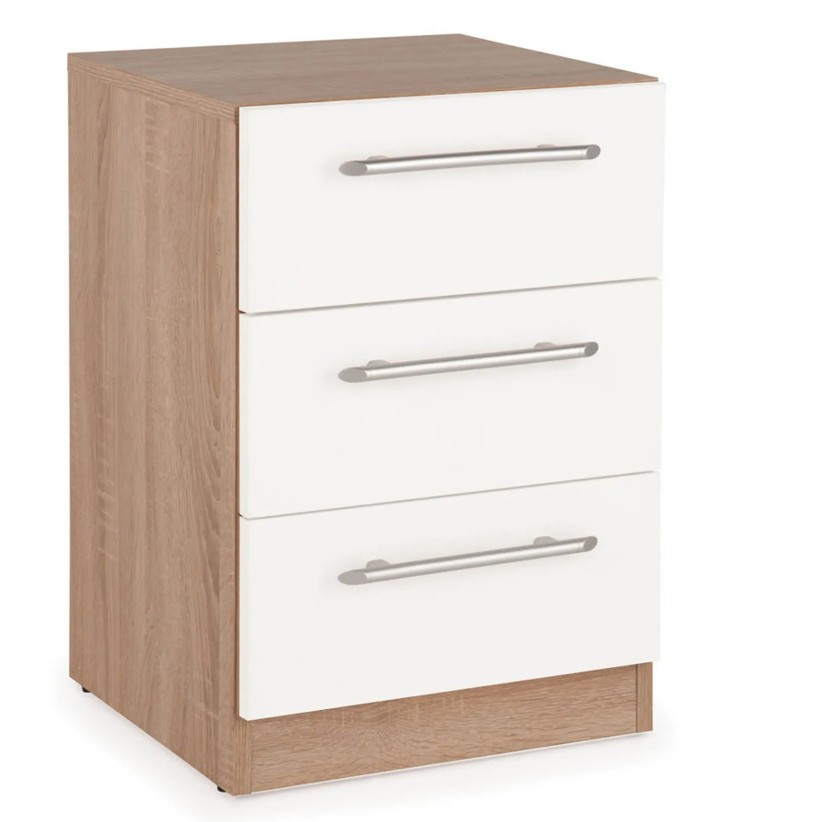 Hyde 3 Drawer Bedside Brown and White