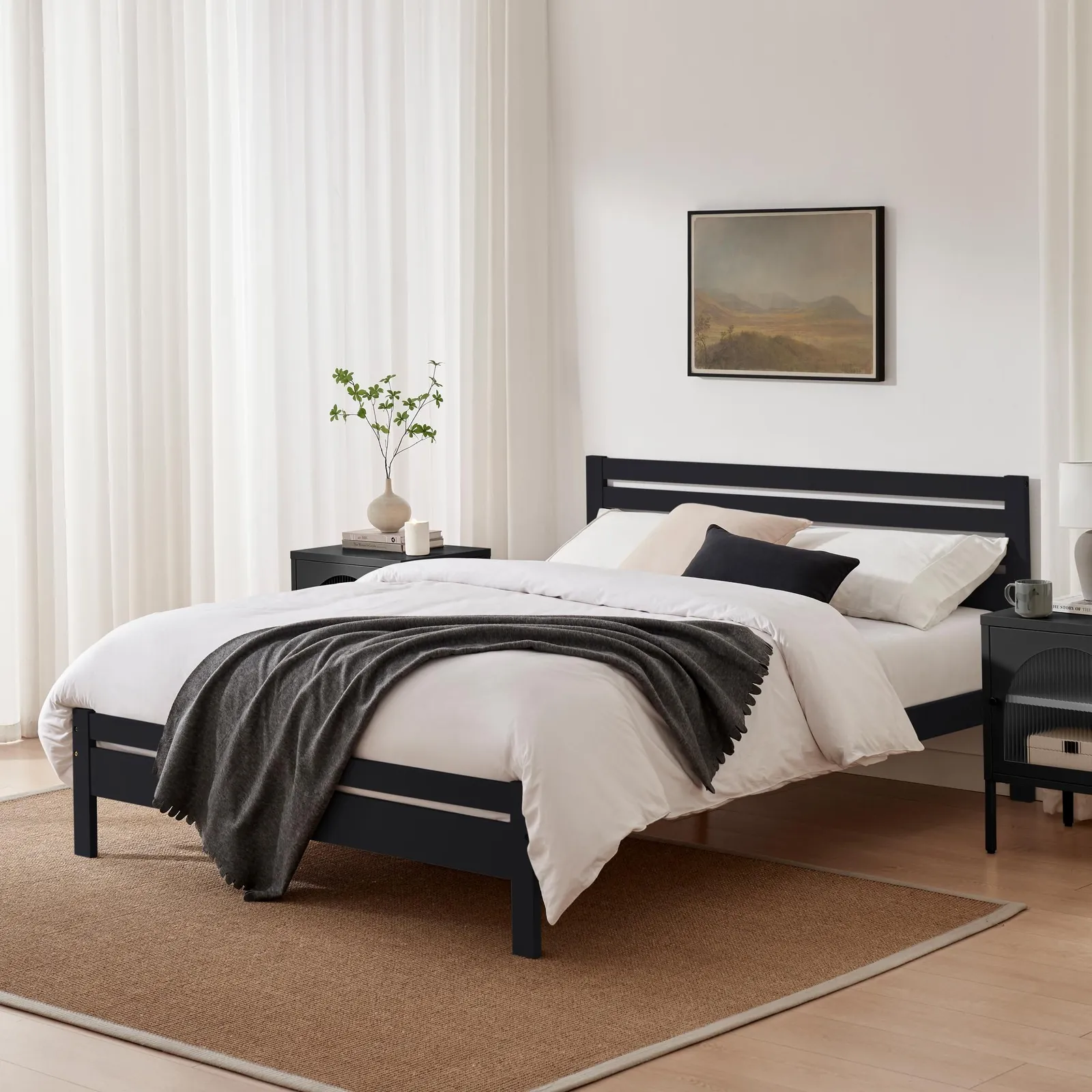 FurnitureboxUK Declan Solid Pine King Size Bed Frame in Dark Grey 1