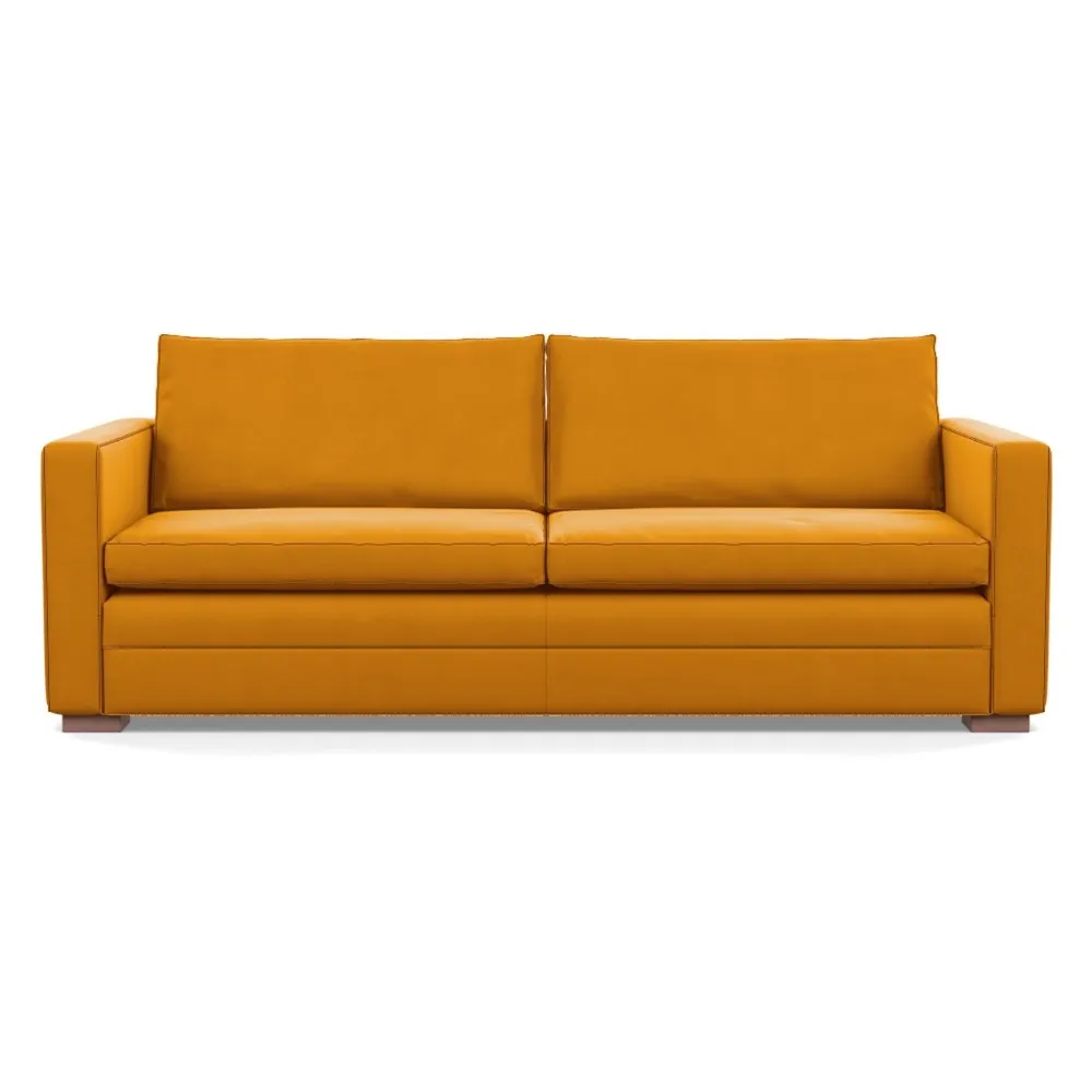 Heal's Palermo 4 Seater Sofa Nobilis Velvet Mustard Walnut Feet 1
