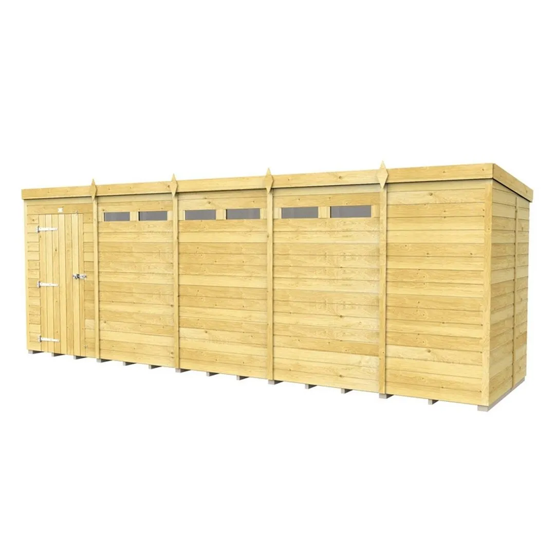 Buttercup Farm 19 x 5 Feet Pent Security Shed - Single Door - L147 x W560 x H201 cm in Brown