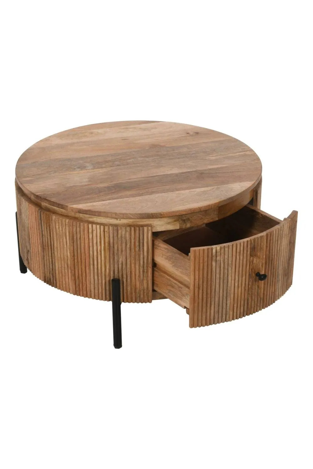 IH Design Allestree Natural Solid Wooden Coffee Table With Metal Legs 5