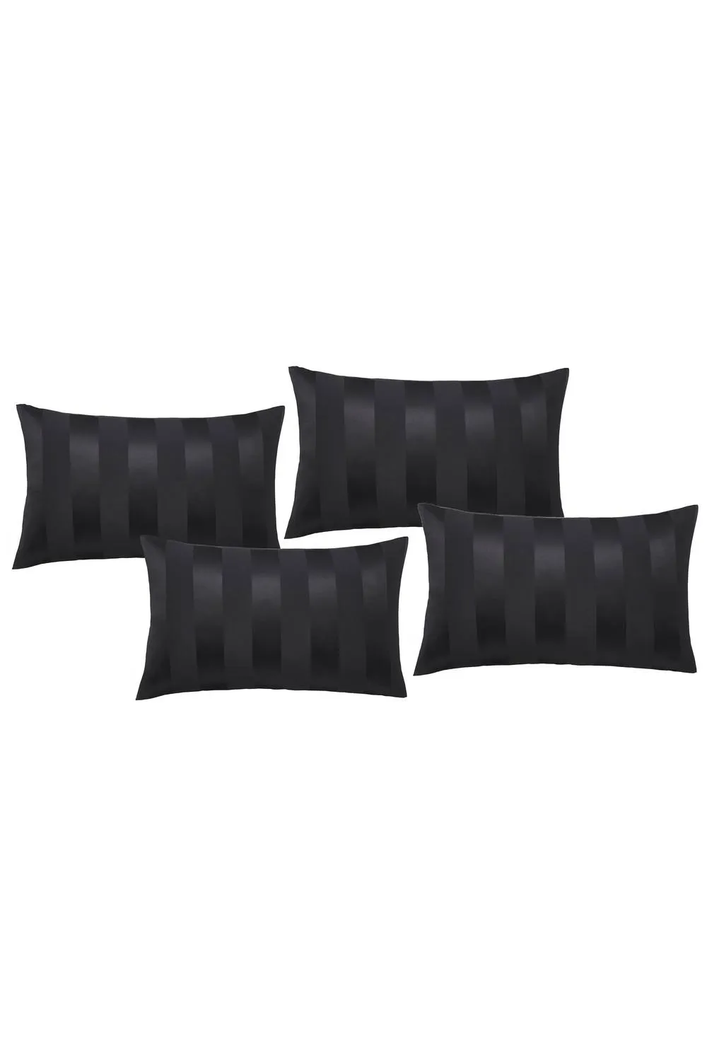 Catherine Lansfield 'So Soft Satin Stripe' Standard Pillowcase Pack of 4 in Black 3