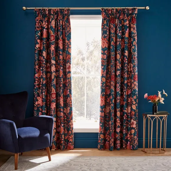 Dorma Tree of Life 100% Cotton Sateen Blackout Pencil Pleat Curtains 2
