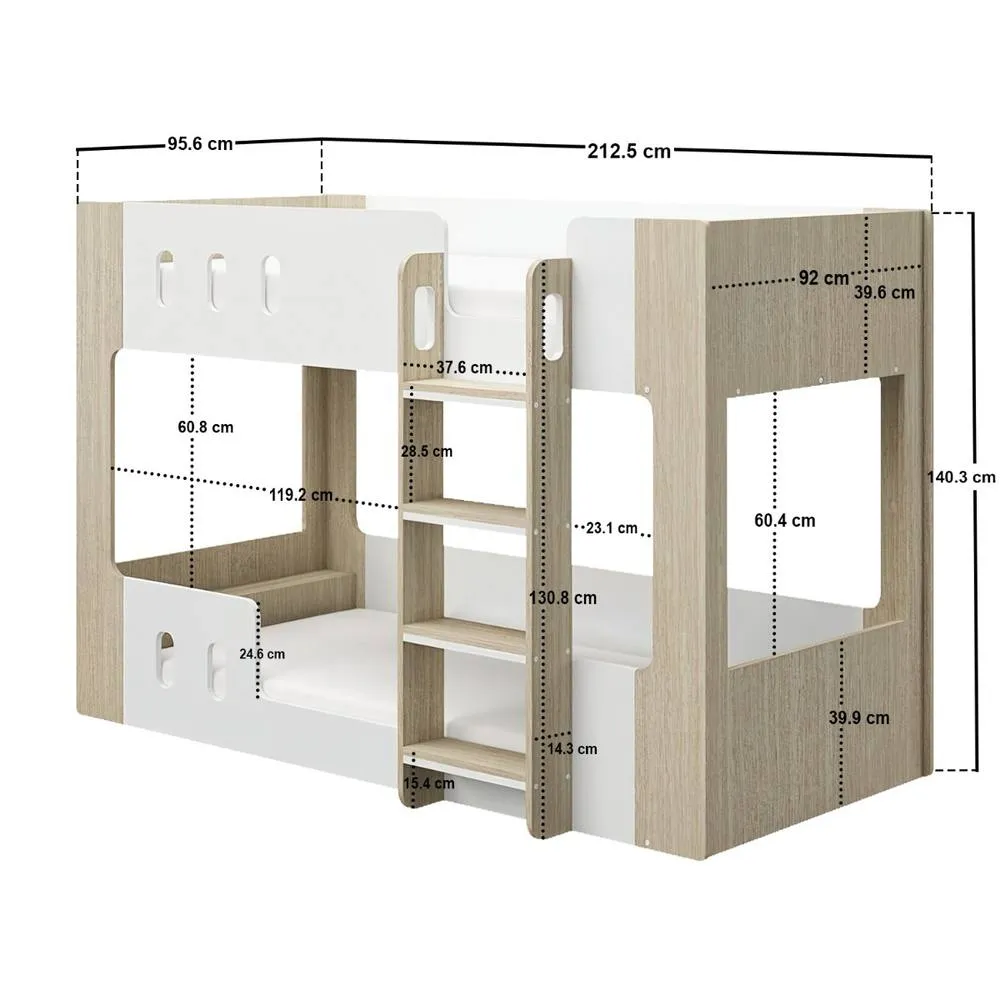 Flair Willow Low Bunk Bed White & Oak 5