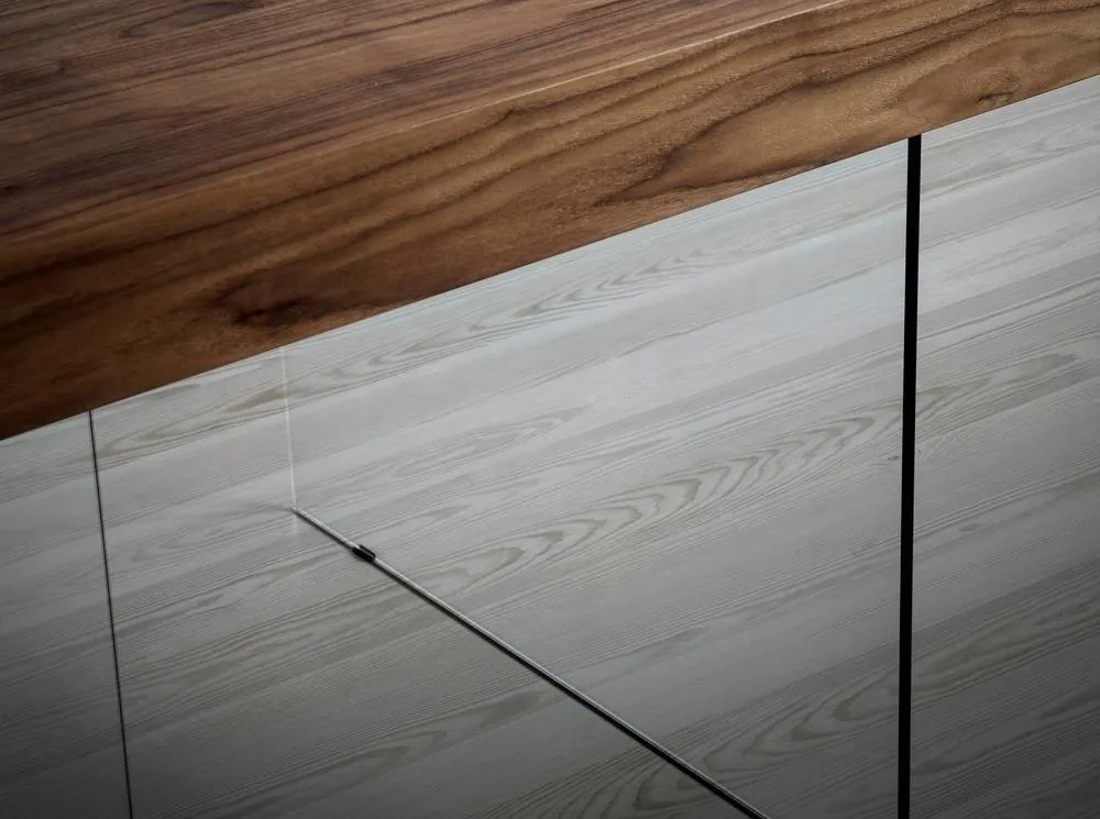 Angel Cerda Walnut Veneer Dining Table with Tempered 5