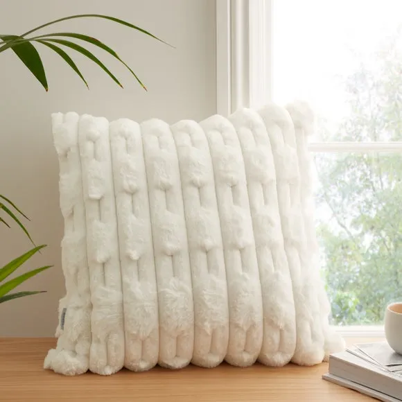Bianca Carved Faux Fur Square Cushion 1