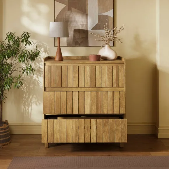 Humphrey 3 Drawer Chest, Mango Wood Effect 2