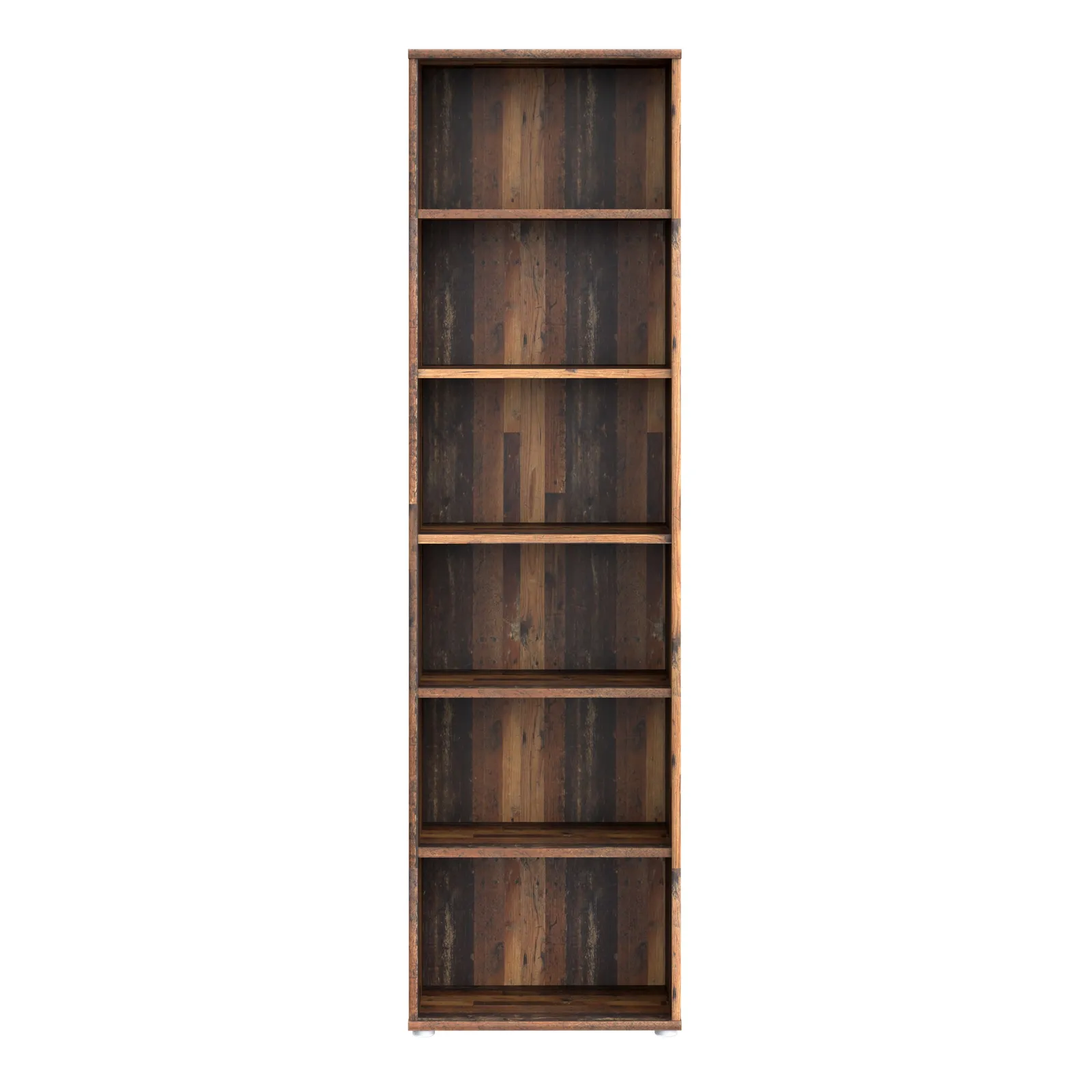 Furniture To Go Essential Narrow 5 Shelf Bookcase in Vintage Oak in Dark Brown 2