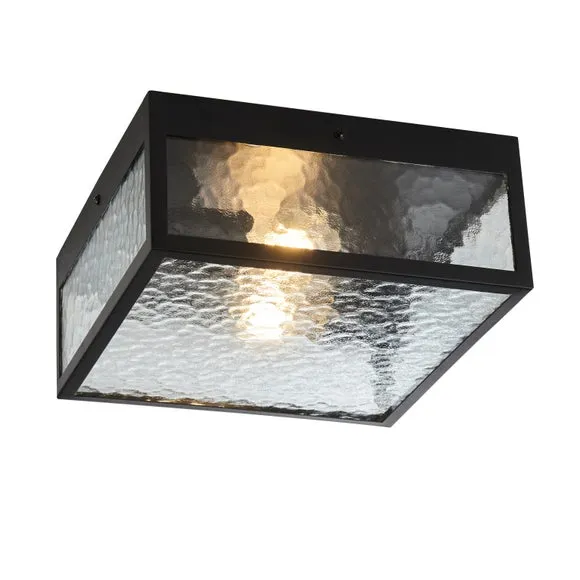 London Industrial Outdoor 2 Light Flush Porch Ceiling Light 5