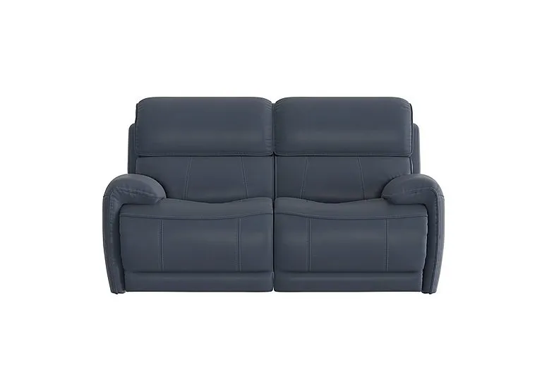 Link 2 Seater Leather Power Recliner Sofa with Power Headrests - BV Ocean Blue