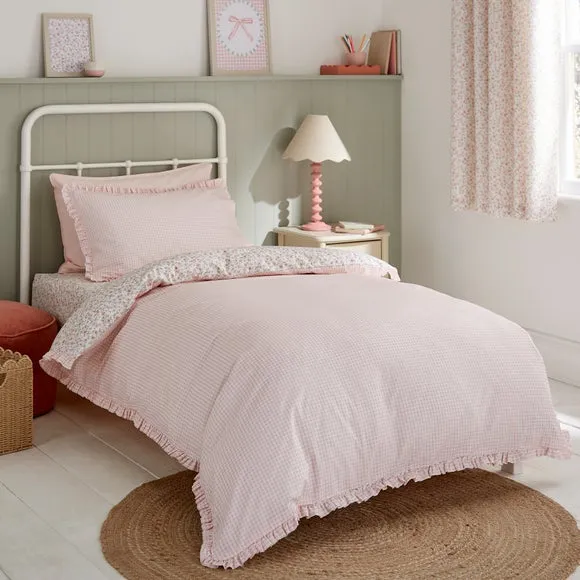 Ditsy Blooms Frill 100% Cotton Quilt Cover and Pillowcase Set 6