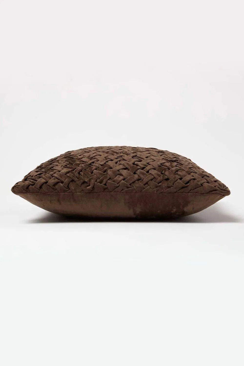 Homescapes Sofia Pleated Velvet Cushion in Brown 4