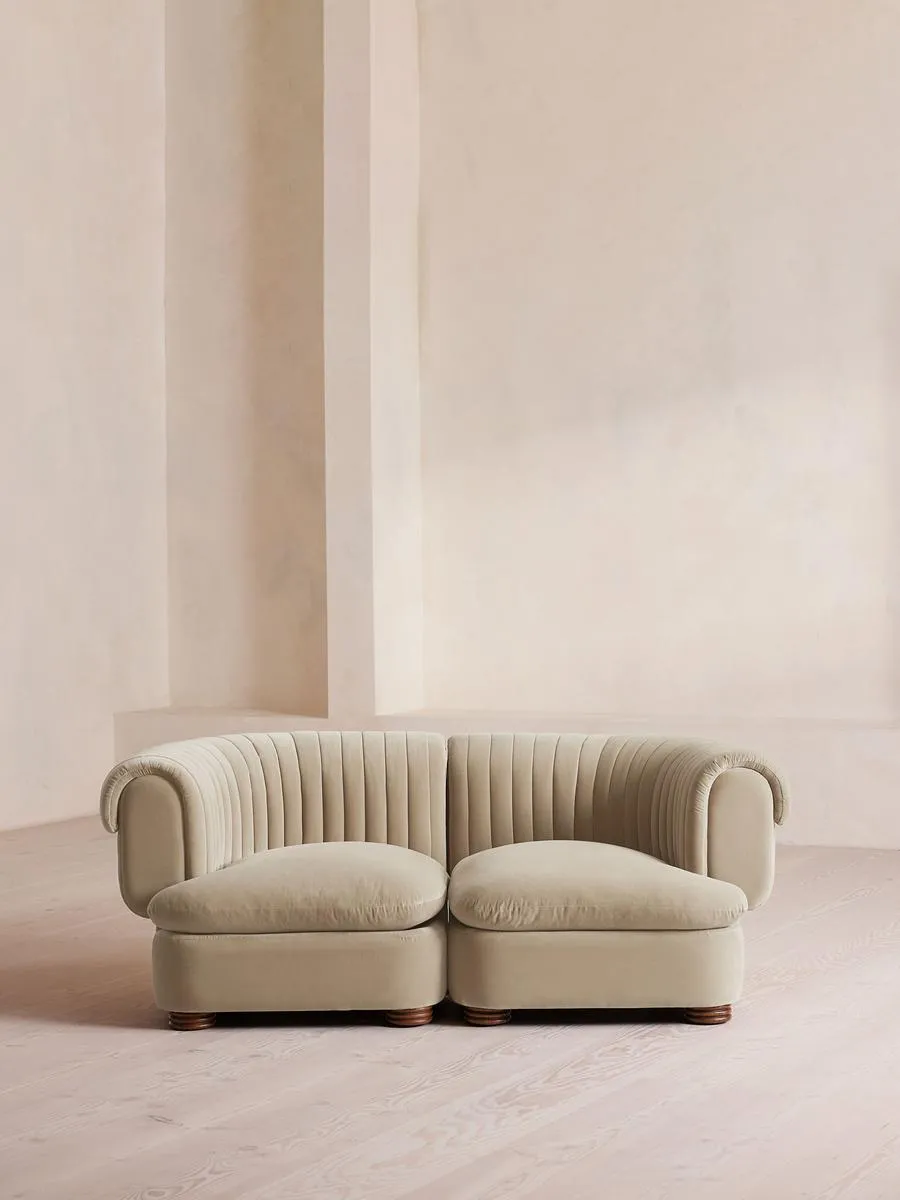 Rava Modular Sofa, Three Seater, Velvet, Oyster