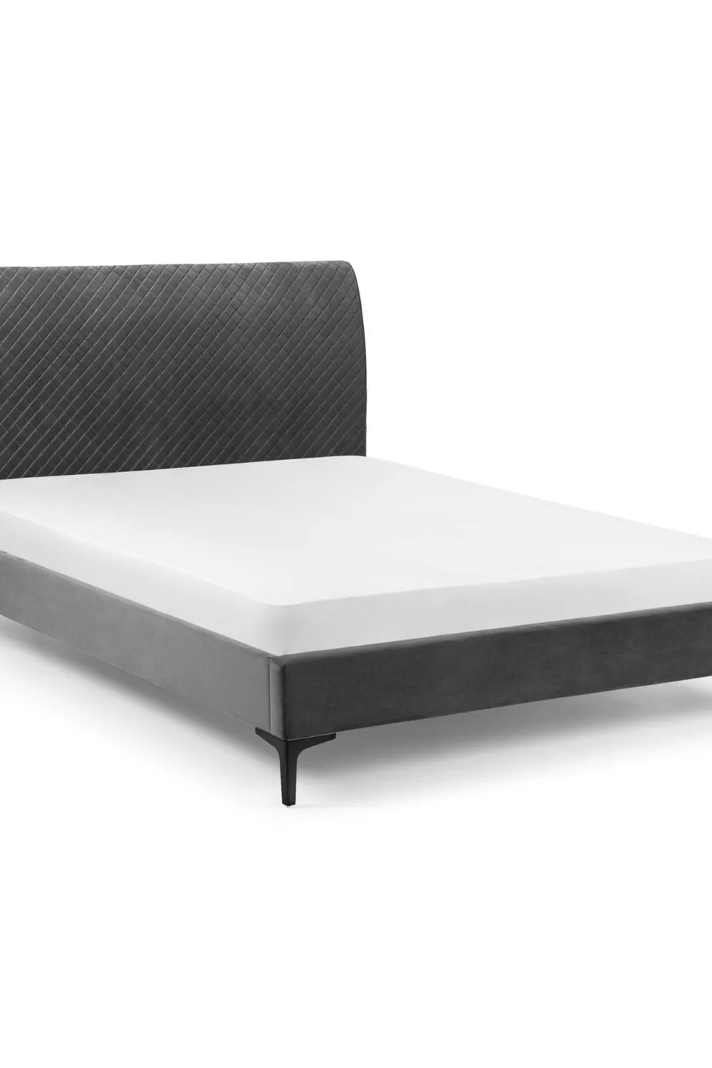 Julian Bowen Sanderson King Grey Velvet Quilted Headboard Bed 3