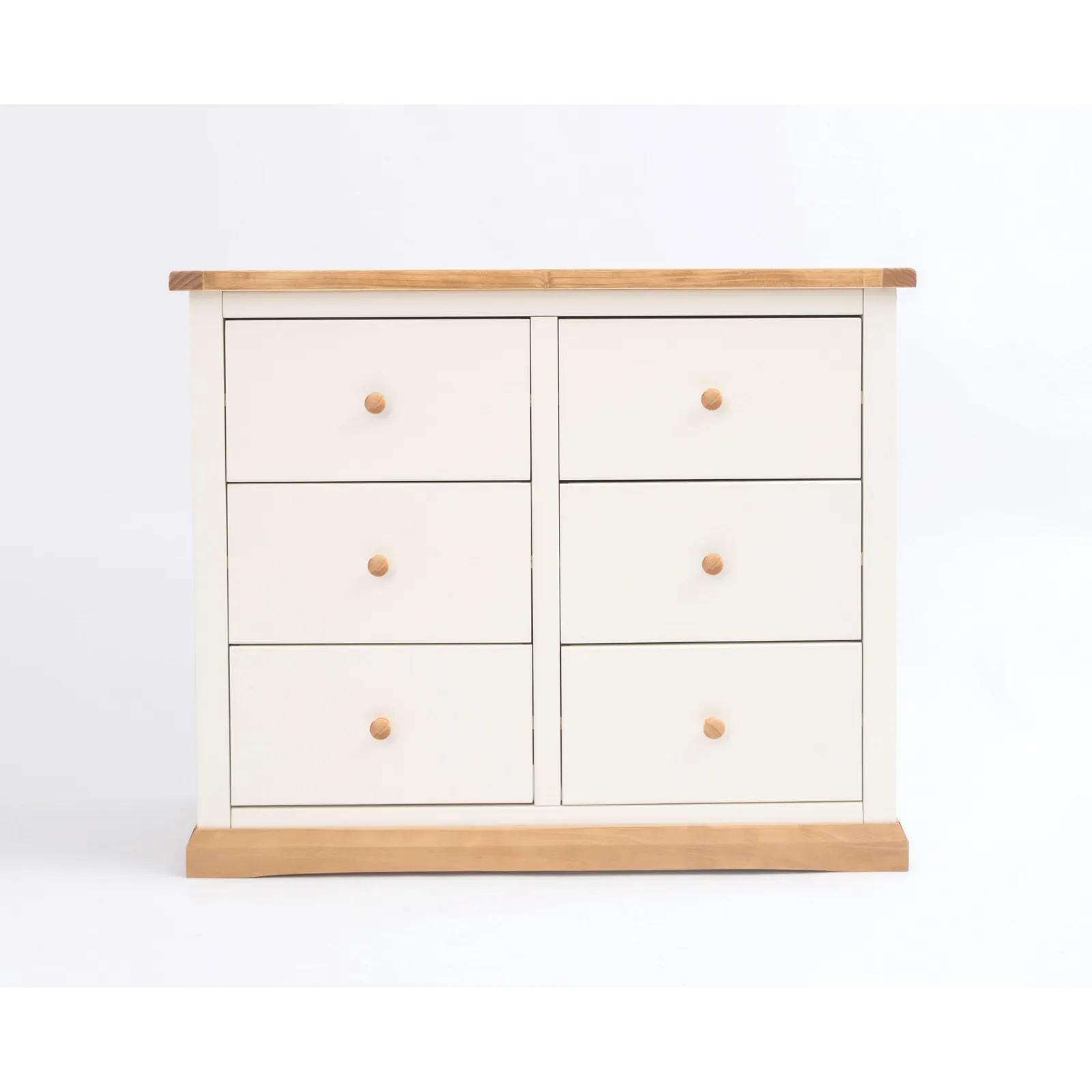 Cabinet Bits Trevi 6 Drawer Chest of Drawers Wood Knob in Off-White