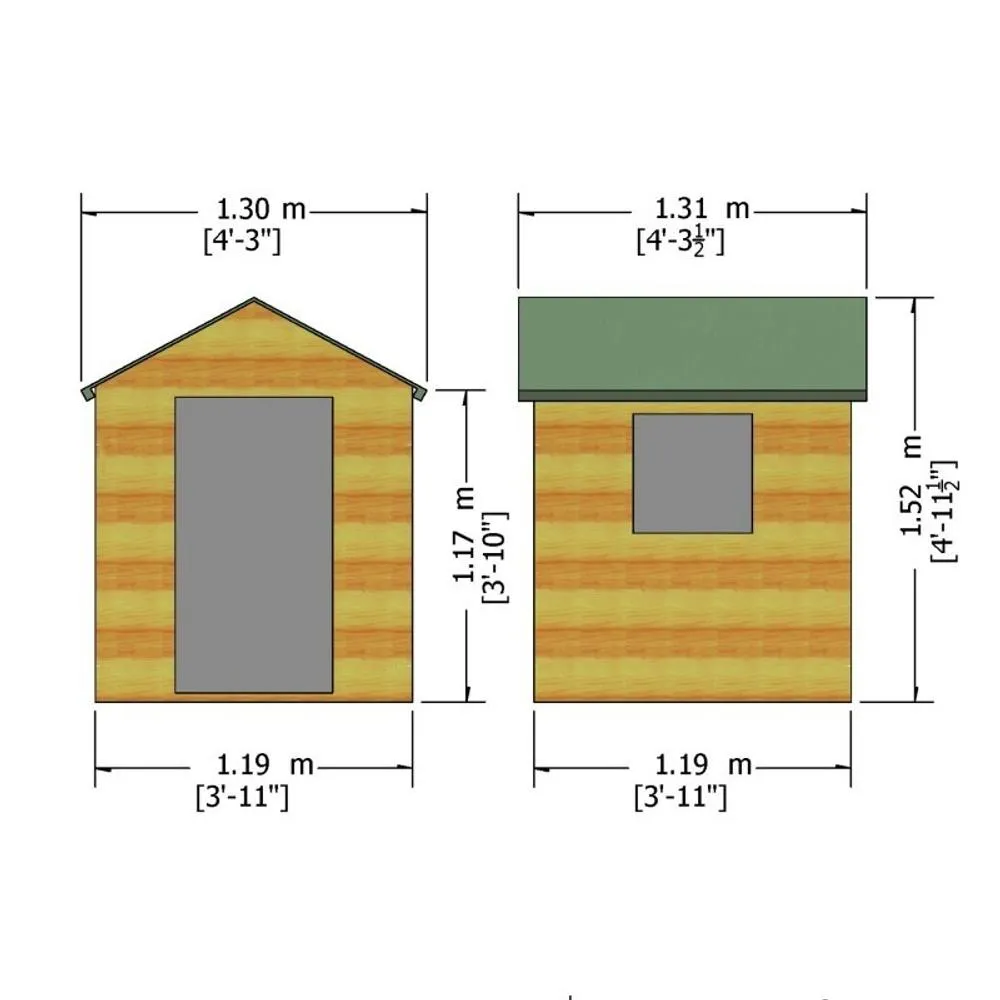 Shires Hide 4 x 4 Feet Single Door with One Fixed Window Playhouse in Light Brown 2