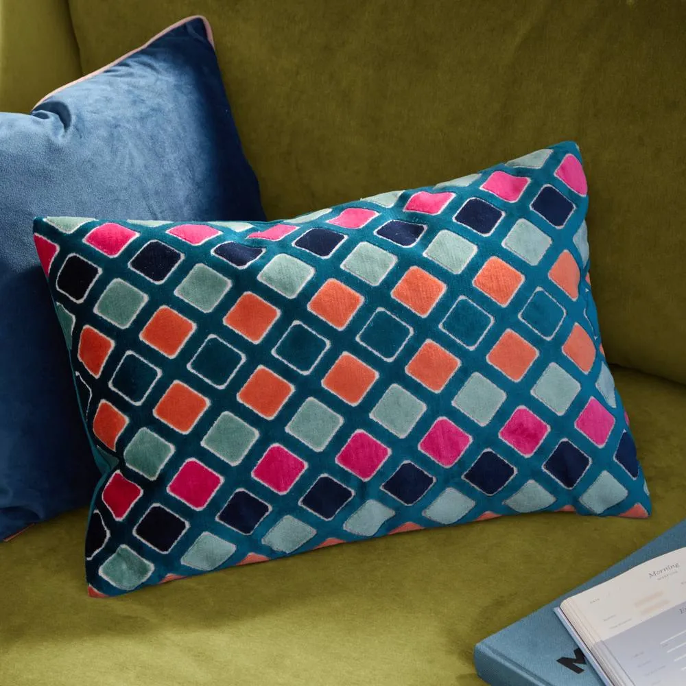 Furn Metro Diamond Velvet Rectangular Cushion